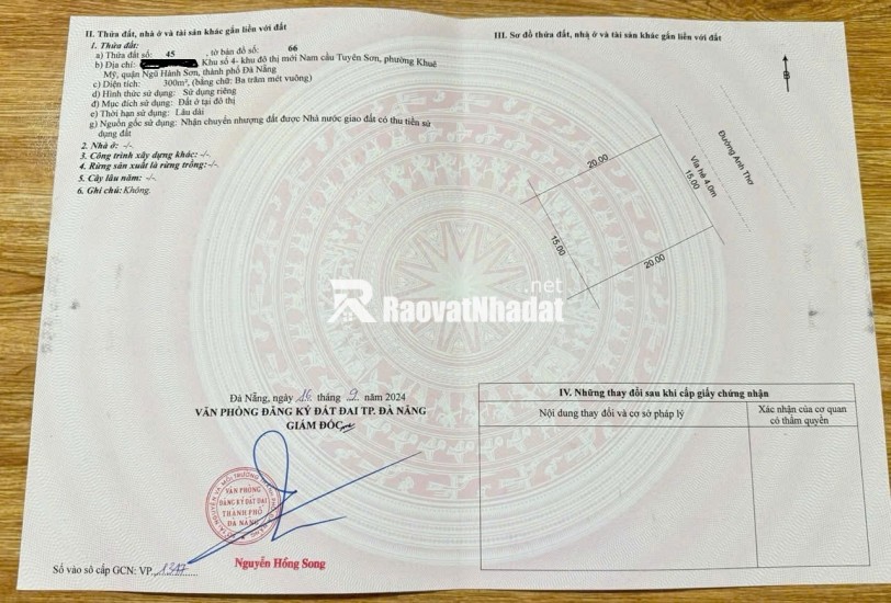 ĐÀ NẴNG - Bán đất khu Biệt thự ANH THƠ - NAM VIỆT Á
DT 300m2